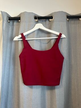 Women's Square Neck Cropped Bra - Red